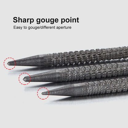 4 Piece Nail Setter & Center Punch Set 4" Wood Metal Super Impact