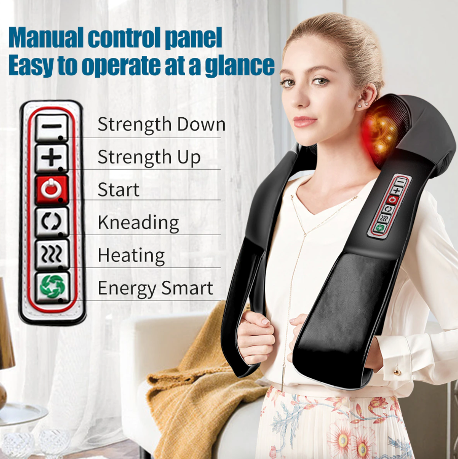Shiatsu Back Neck and Shoulder Massager with Heat Deep Tissue 3D