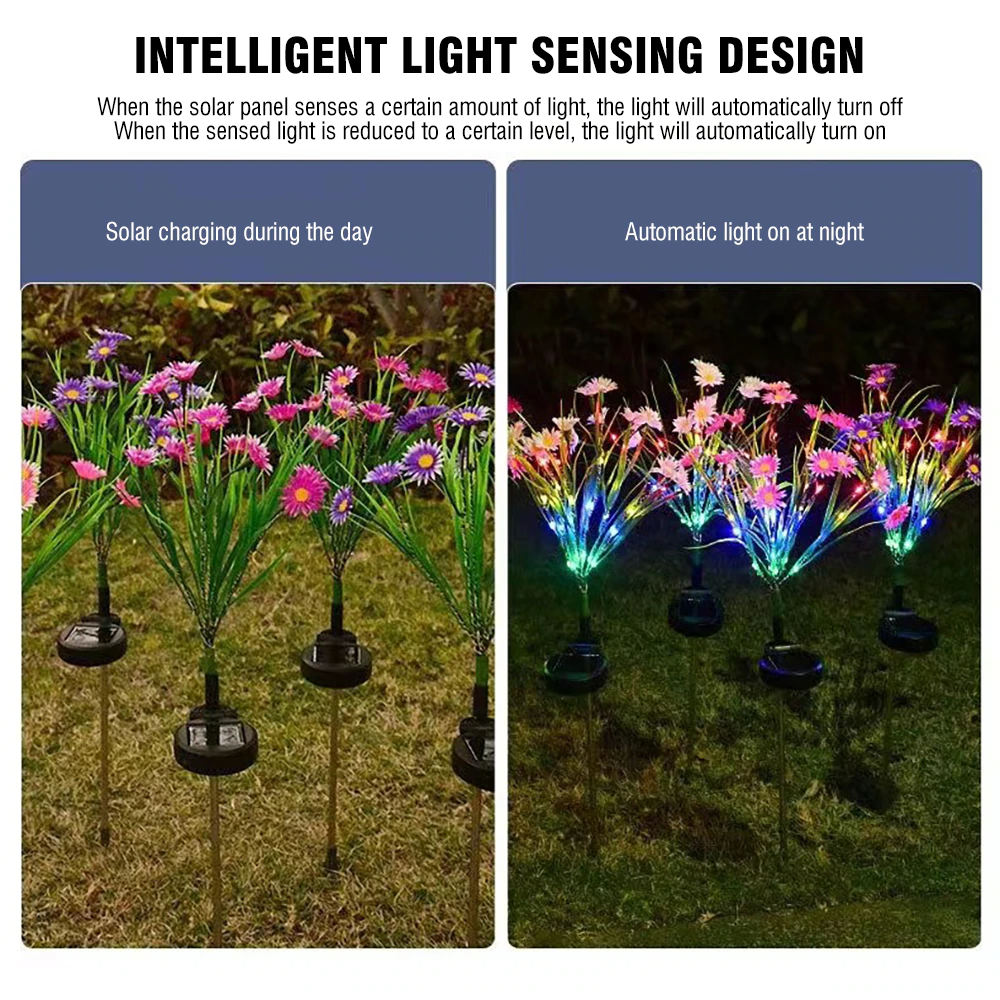 Solar Garden Lights LED Flower Stake Lamp Outdoor Yard Waterproof