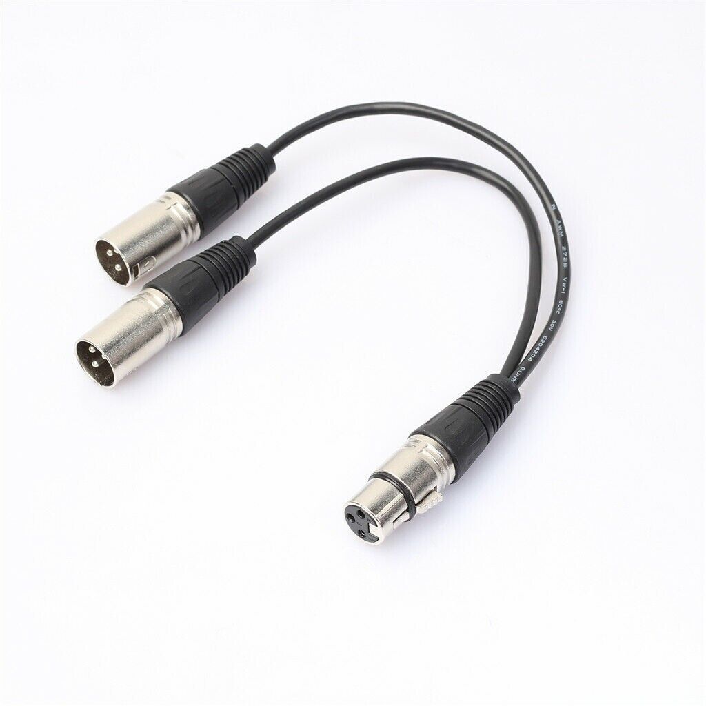 3Pin XLR Female Jack To Dual 2 Male Plug Y Splitter Cable Adapter