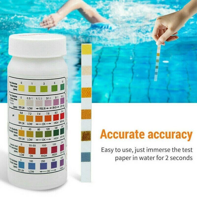 6 IN 1 Chlorine Dip Test Strips Hot Tub SPA Swimming Pool PH Tester