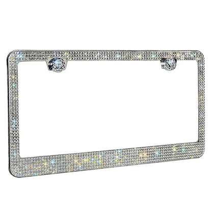 2PCS Bling License Plate Frame Glitter Crystal Sparkling Rhinestone