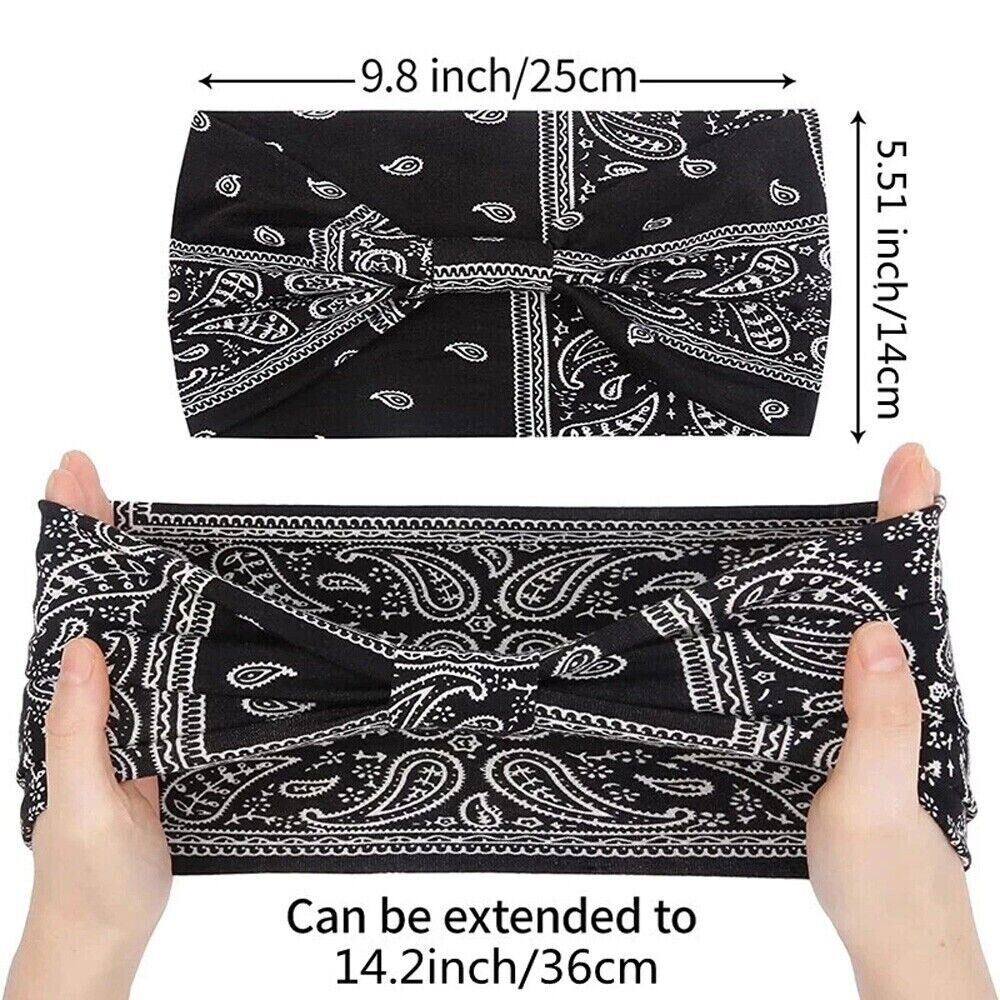 3PCS Boho Headbands Leopard Hair Bands Knotted Turban Wraps Stripe