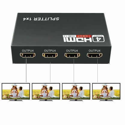 4 Port HDMI 4K Hub Multi Splitter & Amplifier For 3D HDTV 1080P 1X4 1