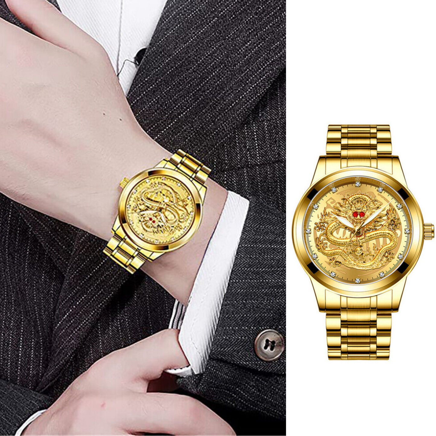 Business Gift Waterproof Gold Men's Diamond Quartz Watch Classic