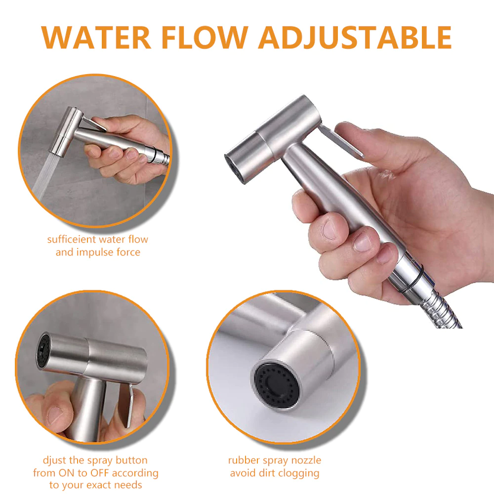 Toilet Shattaf Adapter Hose Bidet Spray Stainless Steel Handheld