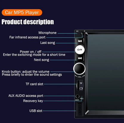 7" Double 2 DIN Car MP5 Player Bluetooth Touch Screen Stereo Radio