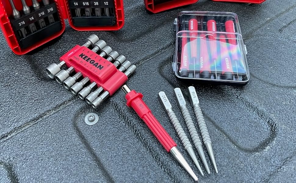 4 Piece Nail Setter & Center Punch Set 4" Wood Metal Super Impact