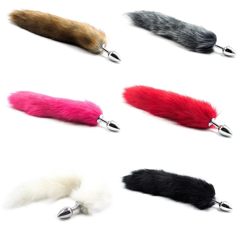 False Fox Tail With Metal Anal-Butt Plug Buttplug Cosplay Game Toy