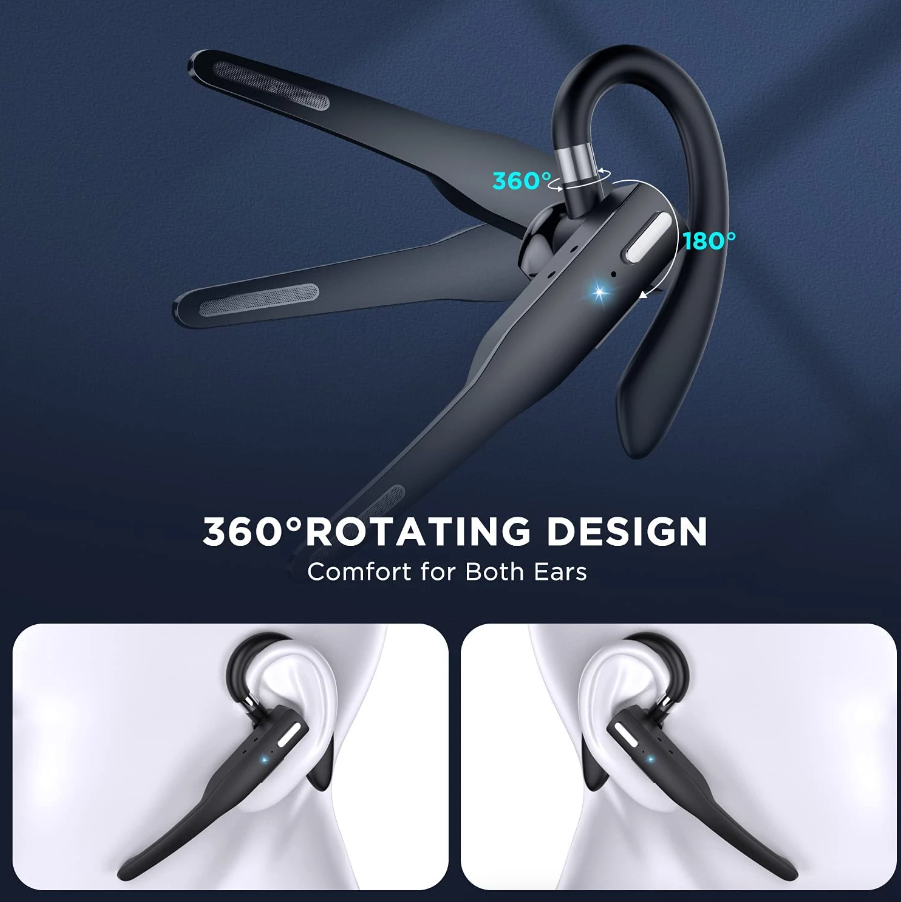Trucker Wireless Headset Bluetooth 5.1 Earpiece Dual Mic Earbud Noise
