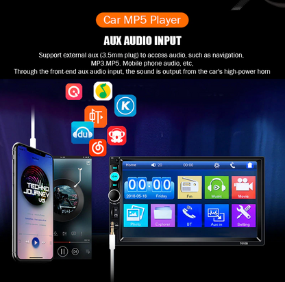 7" Double 2 DIN Car MP5 Player Bluetooth Touch Screen Stereo Radio