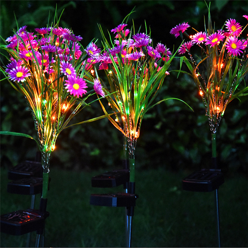 Solar Garden Lights LED Flower Stake Lamp Outdoor Yard Waterproof