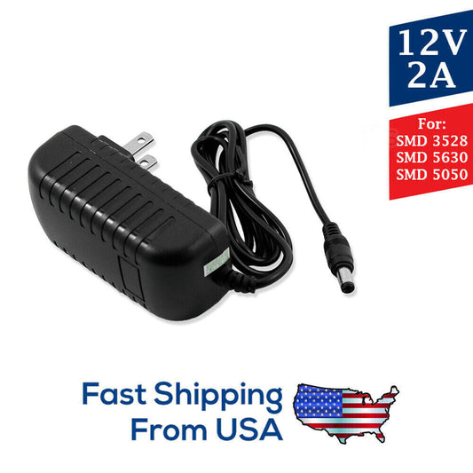 AC 100-240V to DC 12V 2A Power Supply Adapter Heavy-Duty LED Light