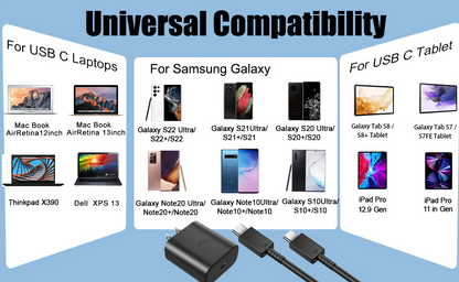 45W USB-C Super Fast Wall Charger 10FT Cable For Samsung Galaxy S20