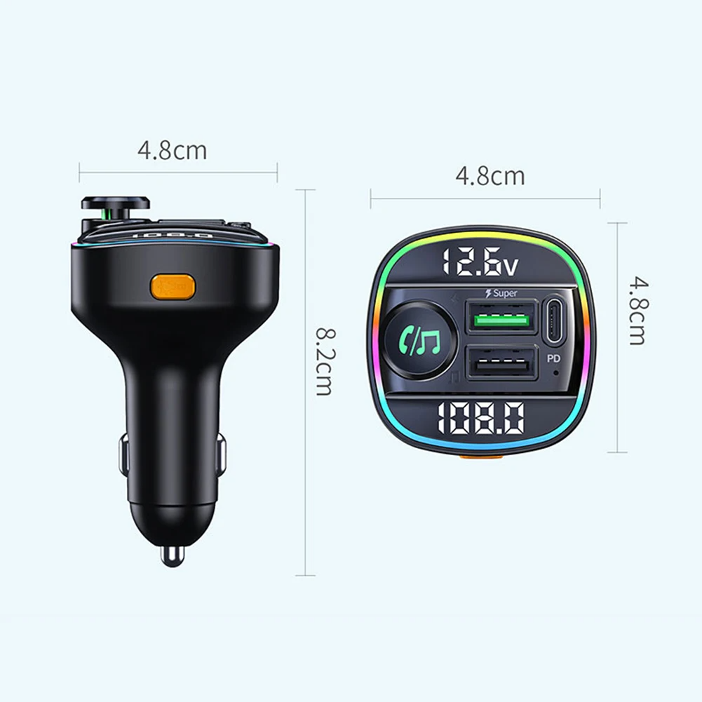 Bluetooth 5.0 Car Wireless FM Transmitter Adapter USB PD Charger AUX