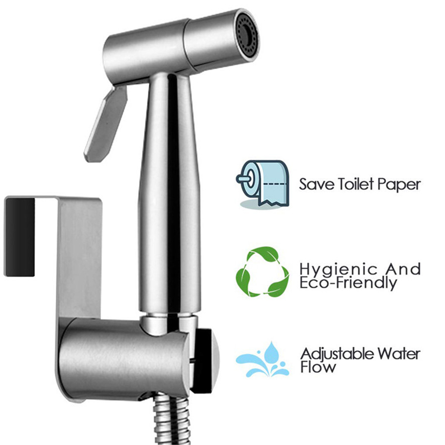 Toilet Shattaf Adapter Hose Bidet Spray Stainless Steel Handheld