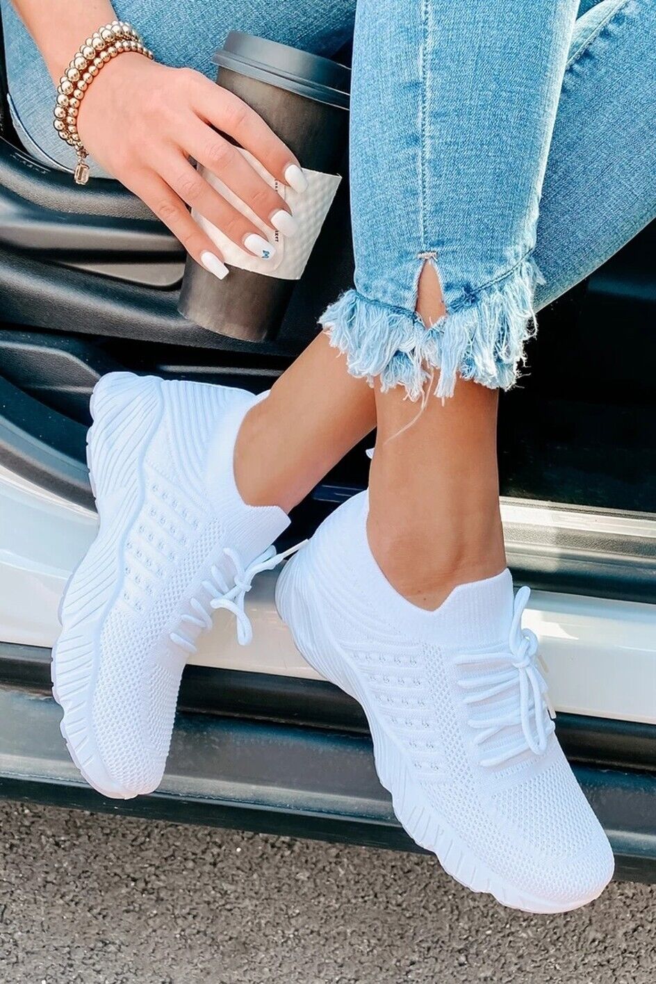 Womens Running Trainers Ladies Sneakers Slip On Walking Gym Comfy