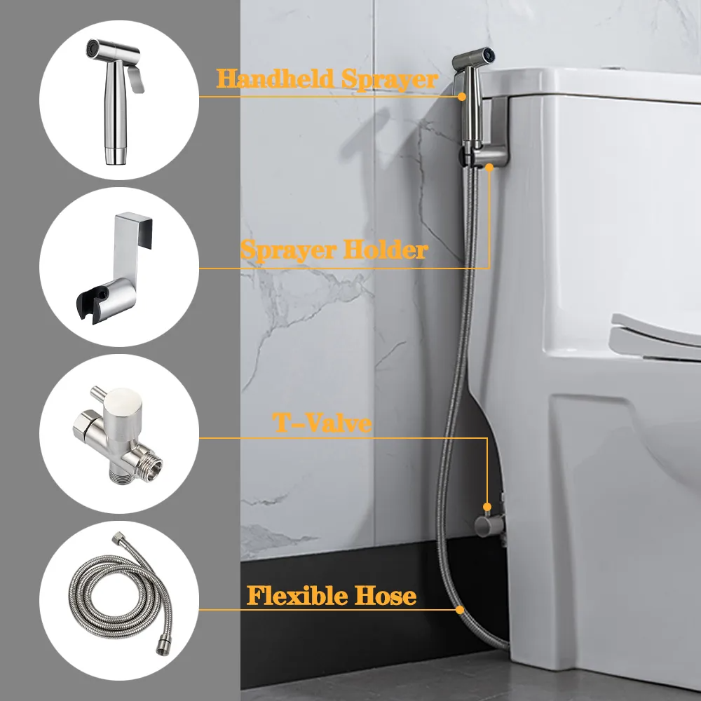 Toilet Shattaf Adapter Hose Bidet Spray Stainless Steel Handheld