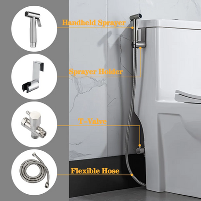 Toilet Shattaf Adapter Hose Bidet Spray Stainless Steel Handheld