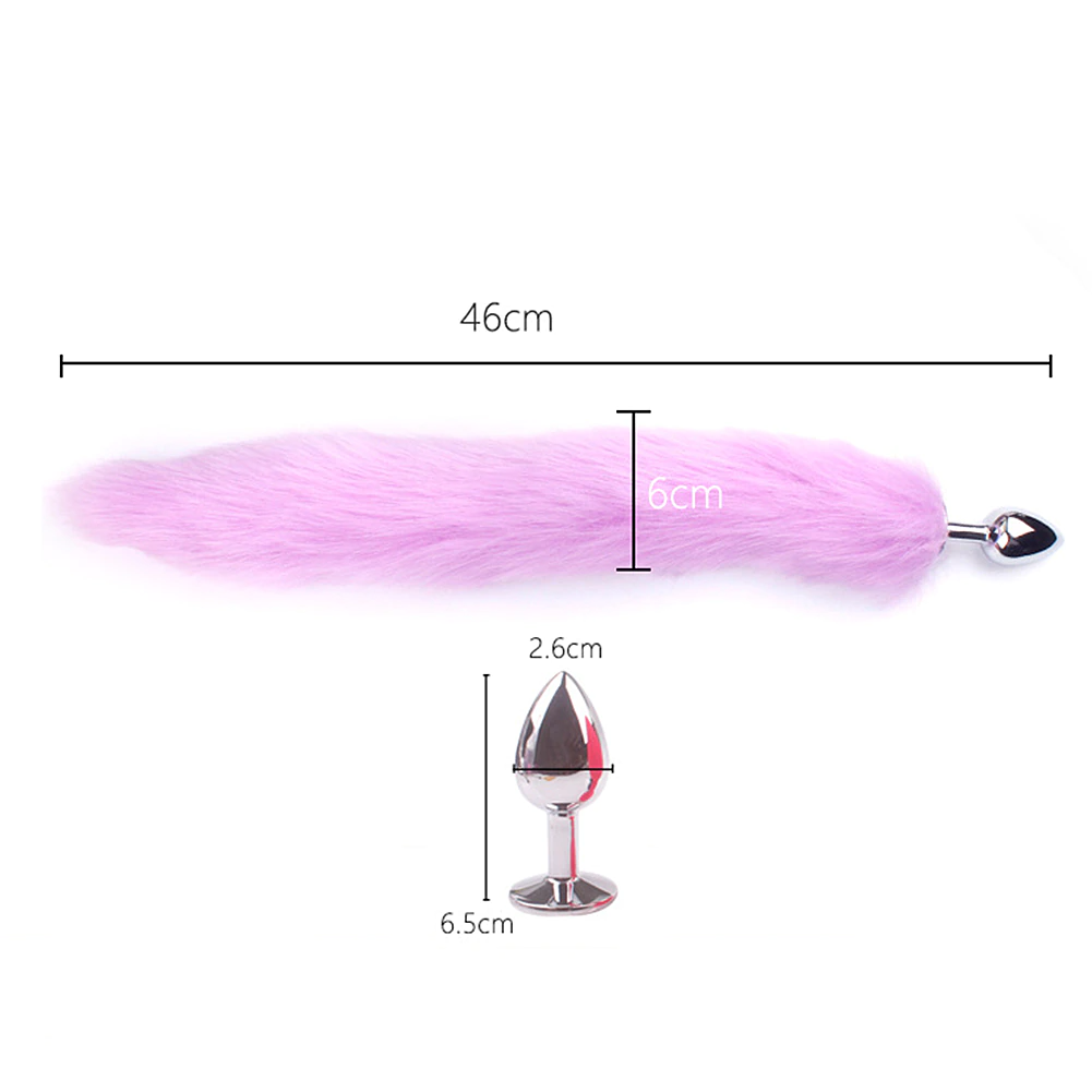 False Fox Tail With Metal Anal-Butt Plug Buttplug Cosplay Game Toy
