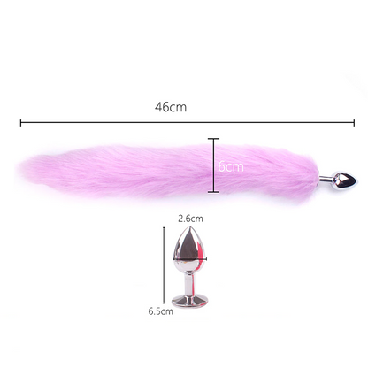 False Fox Tail With Metal Anal-Butt Plug Buttplug Cosplay Game Toy