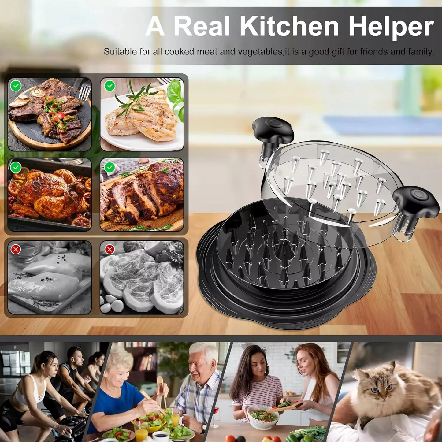 Large Chicken Shredder Tool Twist Meat Shredding Grinder Handles