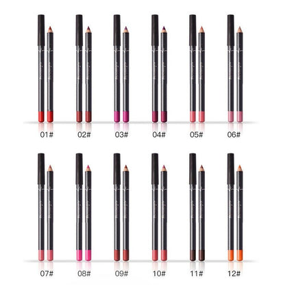 12Pcs Women Waterproof Lipstick Long Lasting Matte Lip Liner Pencil