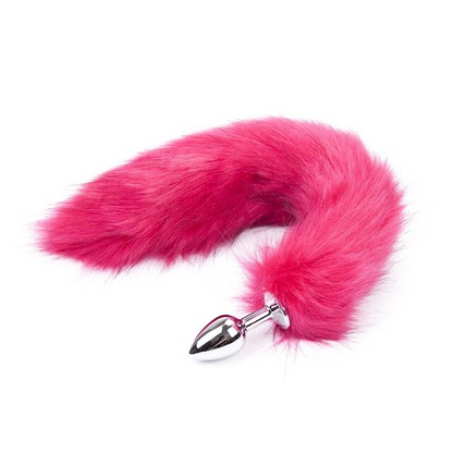 False Fox Tail With Metal Anal-Butt Plug Buttplug Cosplay Game Toy