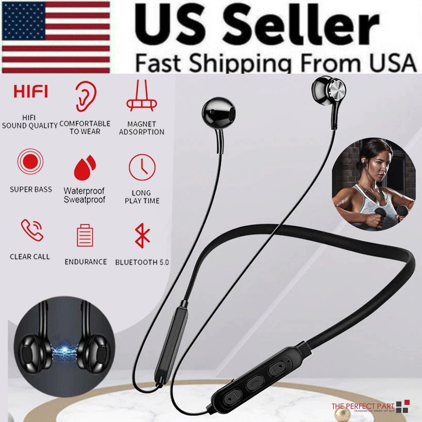 Waterproof Bluetooth 5.0 Earbuds Stereo Sport Wireless Headphones in