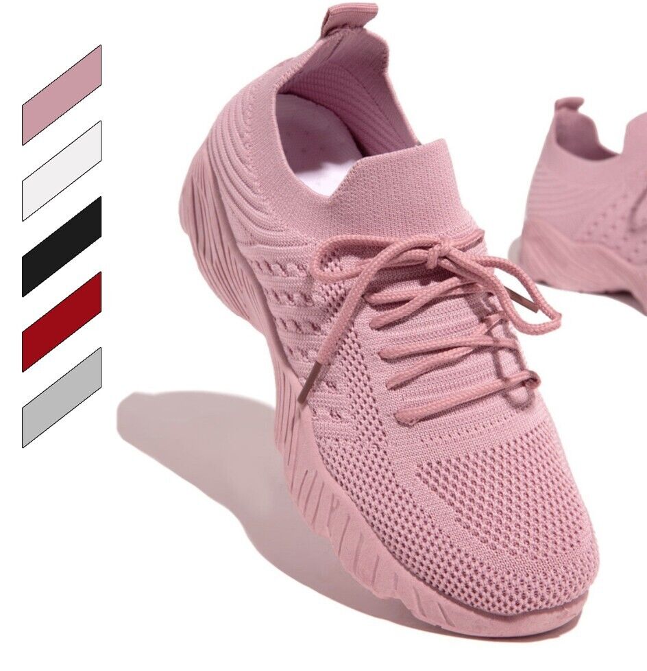 Womens Running Trainers Ladies Sneakers Slip On Walking Gym Comfy