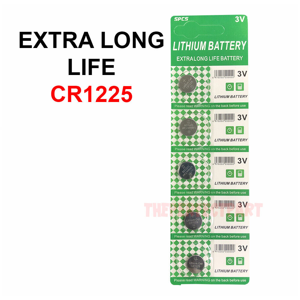 5 PCS New Lithium Battery 3V CR1225 /CR 1225 Button Cell Watch EXTRA