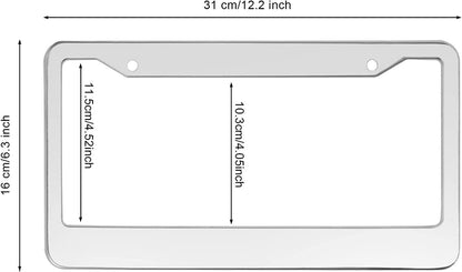 2PCS Chrome Stainless Steel Metal License Plate Frame Tag Cover With