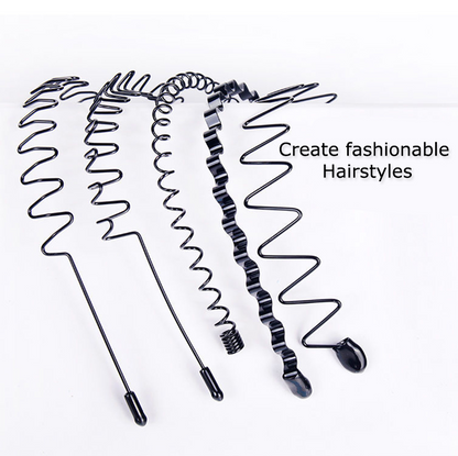 6Pcs Metal Hair Headband Wave Style Hoop Band Comb Sports Hairband Men