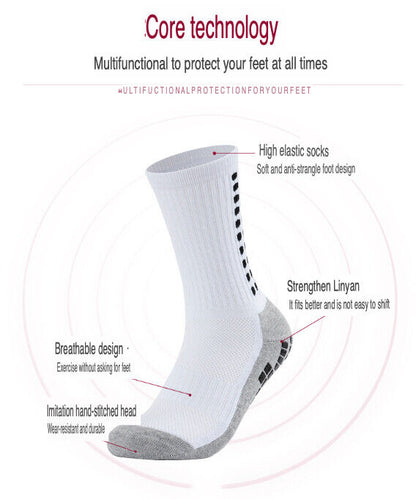 3 Pair Sport Socks Anti Slip W/ Grip Soccer Men Football Basketball
