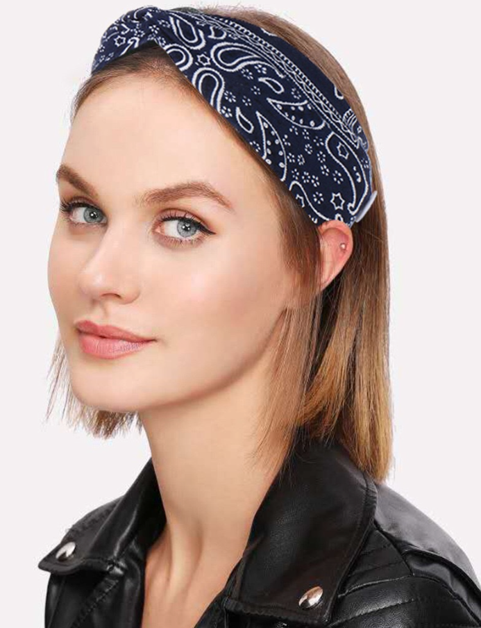 3PCS Boho Headbands Leopard Hair Bands Knotted Turban Wraps Stripe