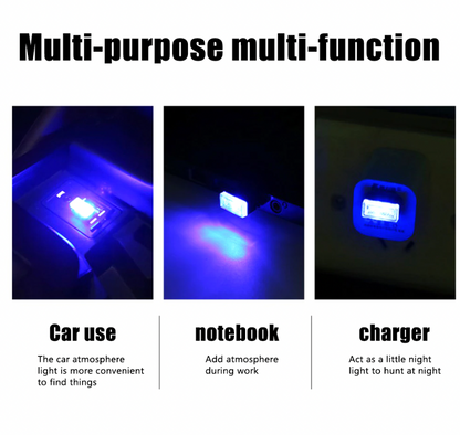 3x Mini Blue LED USB Car Interior Light Neon Atmosphere Ambient Lamp