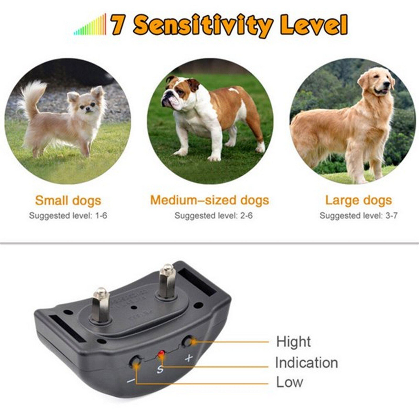 Automatic Anti Bark Barking Dog Shock Control Collar Device Large