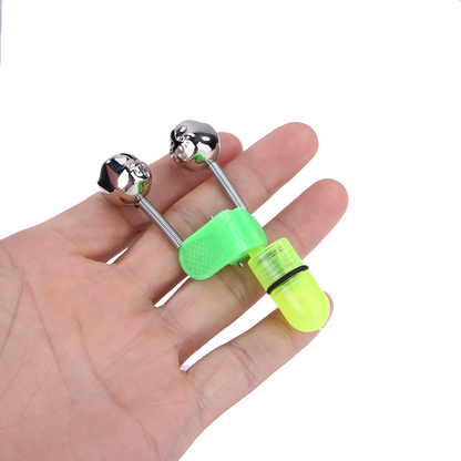 10/40 PC LED Night Fishing Bite Bait Alarm 2 Bells Light Rod Tip Clip