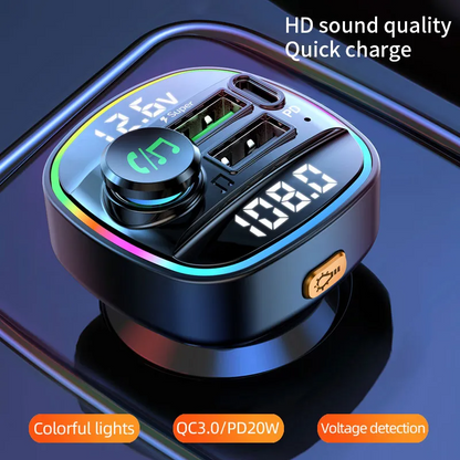 Bluetooth 5.0 Car Wireless FM Transmitter Adapter USB PD Charger AUX