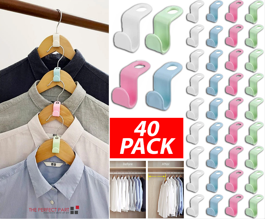 40 PCS Clothes Hanger Connector Hooks Closet Hangers Organizer Space