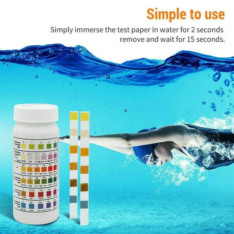 6 IN 1 Chlorine Dip Test Strips Hot Tub SPA Swimming Pool PH Tester