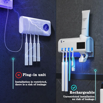 UV Light Sterilizer Toothbrush Holder Cleaner & Automatic Toothpaste
