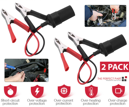 2PCS Car Battery Alligator Clamp Clip Cigarette Lighter Power Adapter
