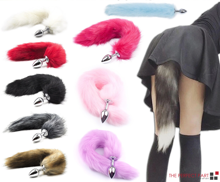 False Fox Tail With Metal Anal-Butt Plug Buttplug Cosplay Game Toy