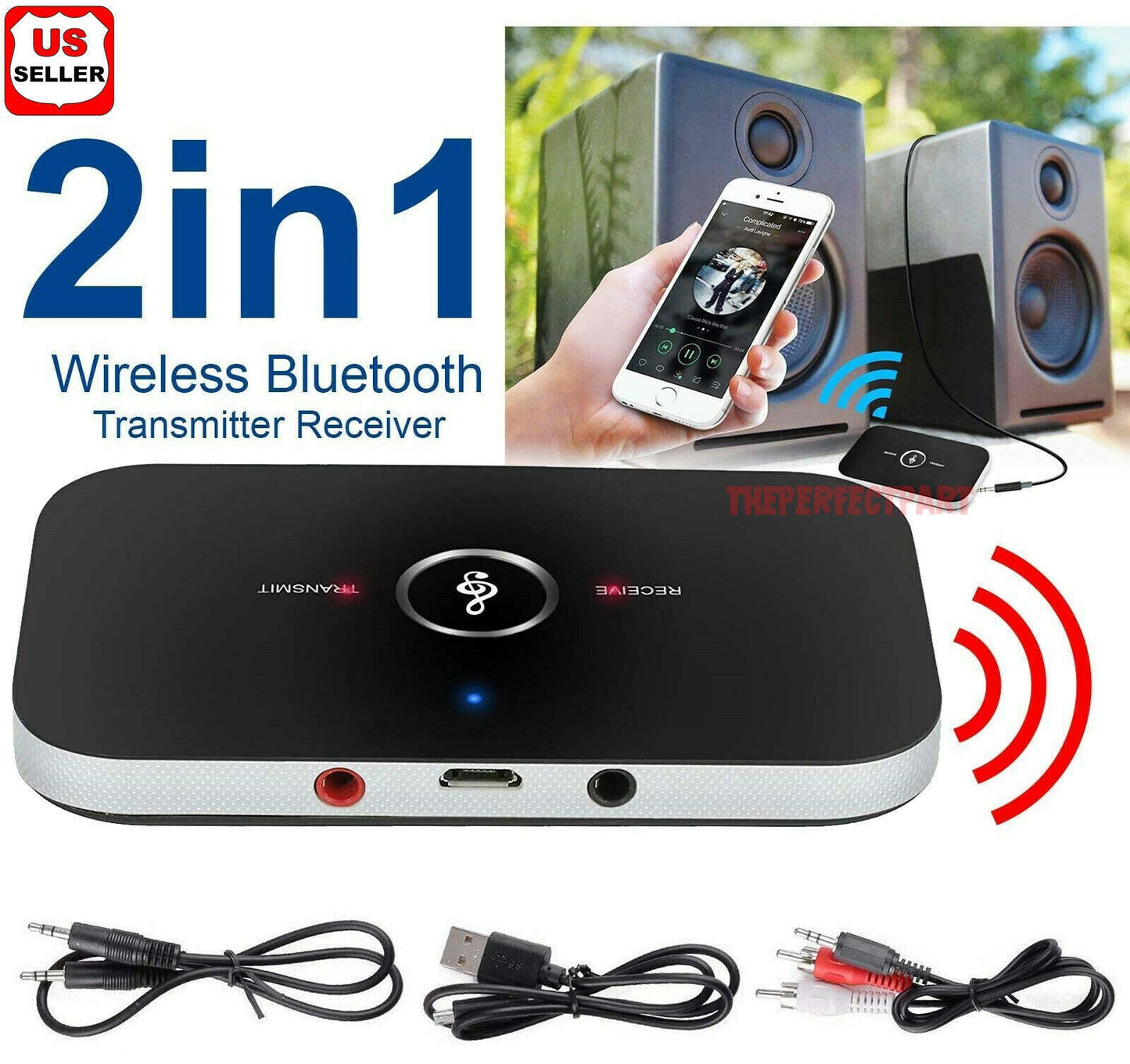 Bluetooth 5.0 Transmitter Receiver 2 IN 1 Wireless Audio 3.5mm Jack