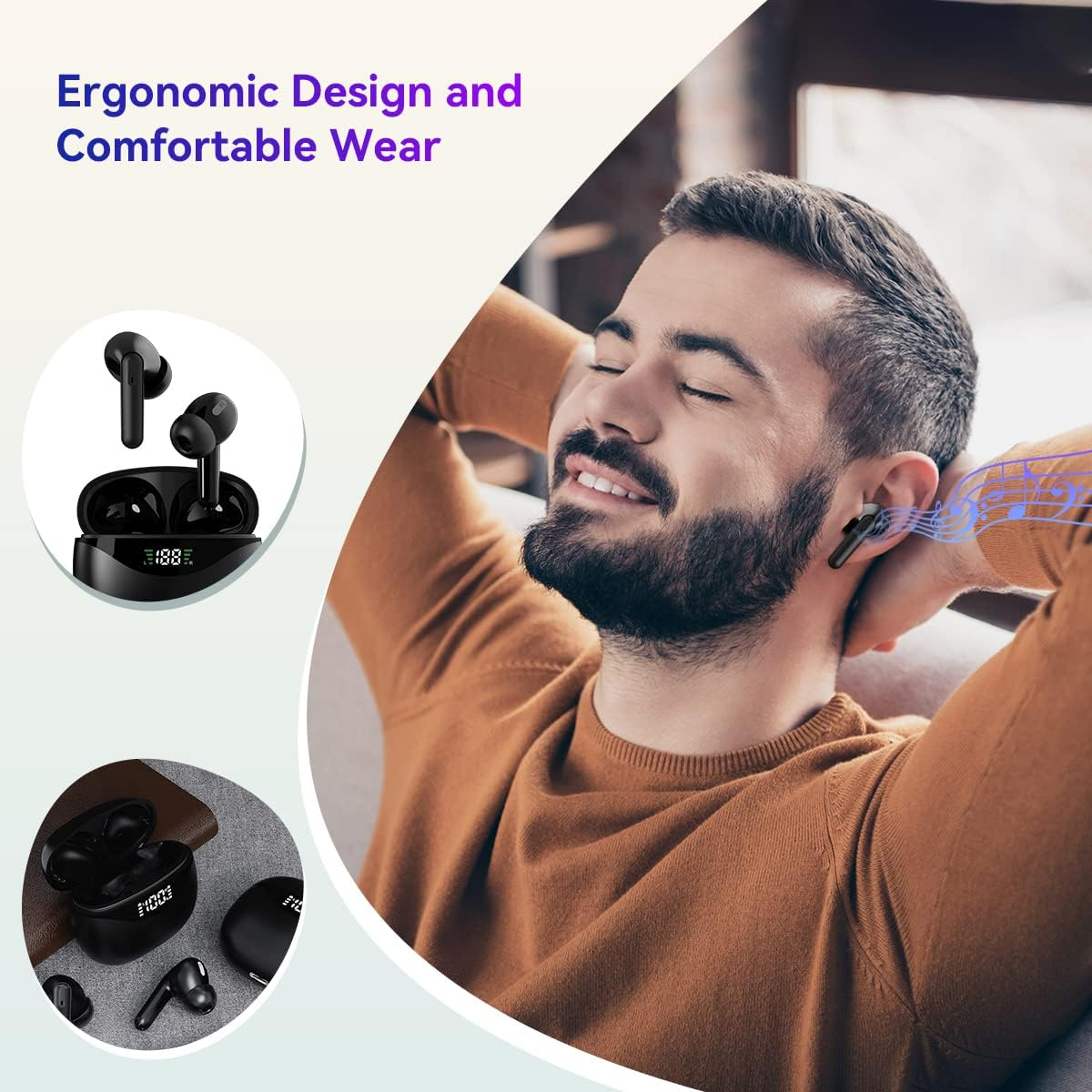 Bluetooth Earbuds Headset 5.3 Wireless Noise Cancelling TWS Trucker