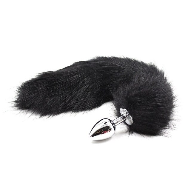 False Fox Tail With Metal Anal-Butt Plug Buttplug Cosplay Game Toy