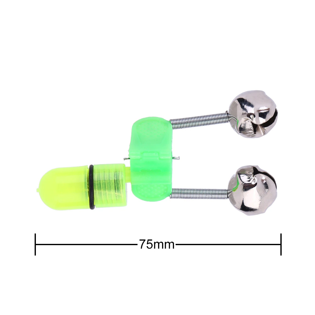10/40 PC LED Night Fishing Bite Bait Alarm 2 Bells Light Rod Tip Clip
