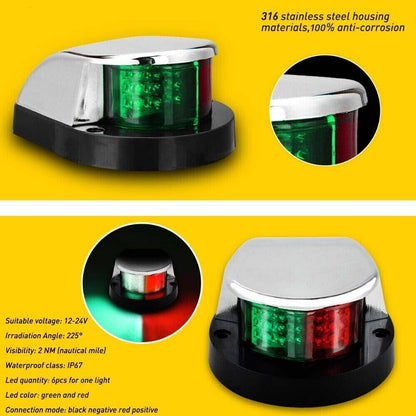 Waterproof Boat Navigation Light LED Bow Marine Front Pontoon Lamp Red