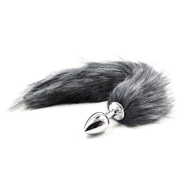 False Fox Tail With Metal Anal-Butt Plug Buttplug Cosplay Game Toy